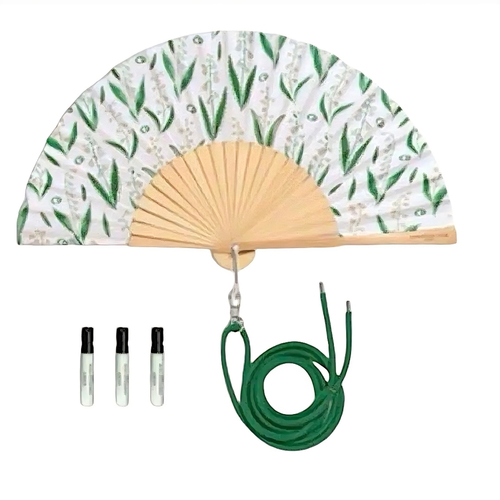 NIB Dior Lily of the Valley Fan and Lucky Fragrance Set